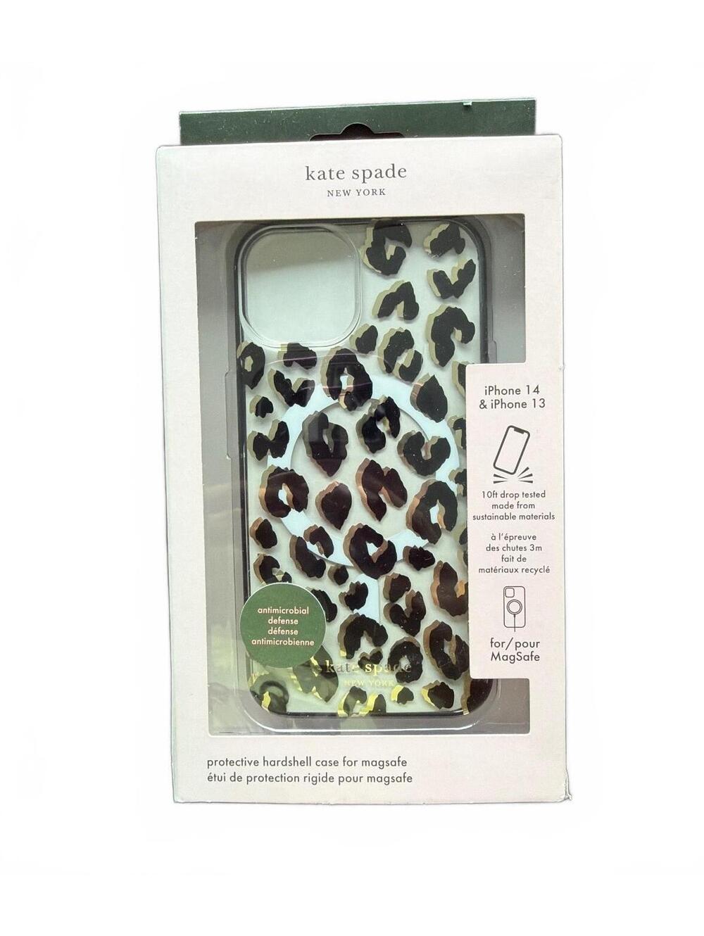 Kate Spade MagSafe Phone Case Leopard Print Hard Shell for iPhone 13 & 14 NEW